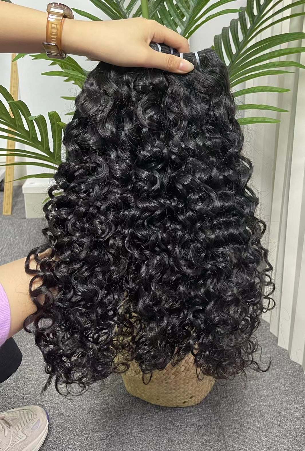 top raw cambodian hair bundle  #1B italian curly