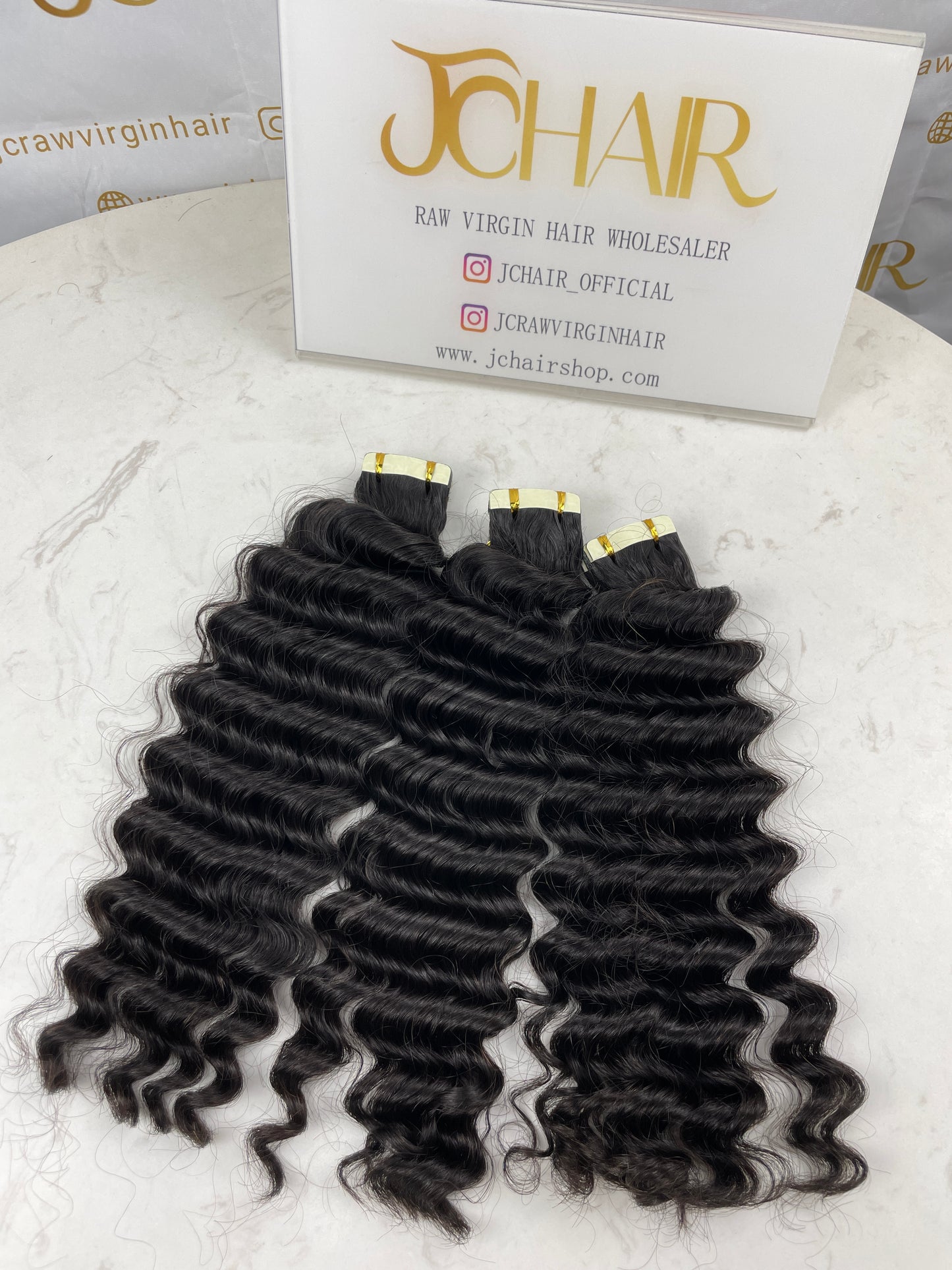 Deep Wave Tape in Hair Extention #1B