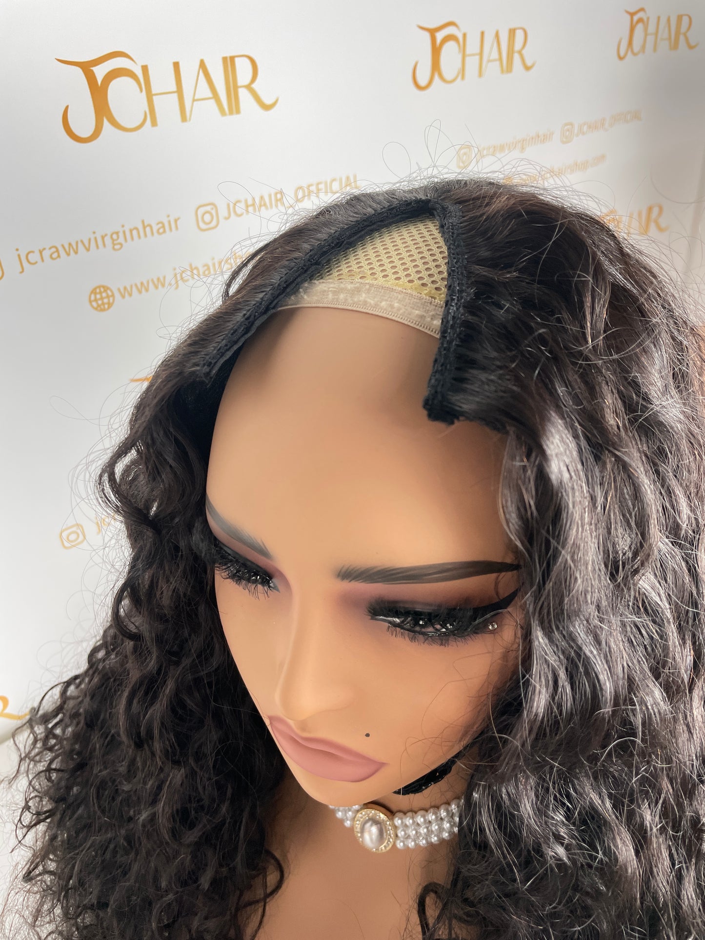 Top Virgin V-part Wig 180% 210%Density - Italian Curly #1B