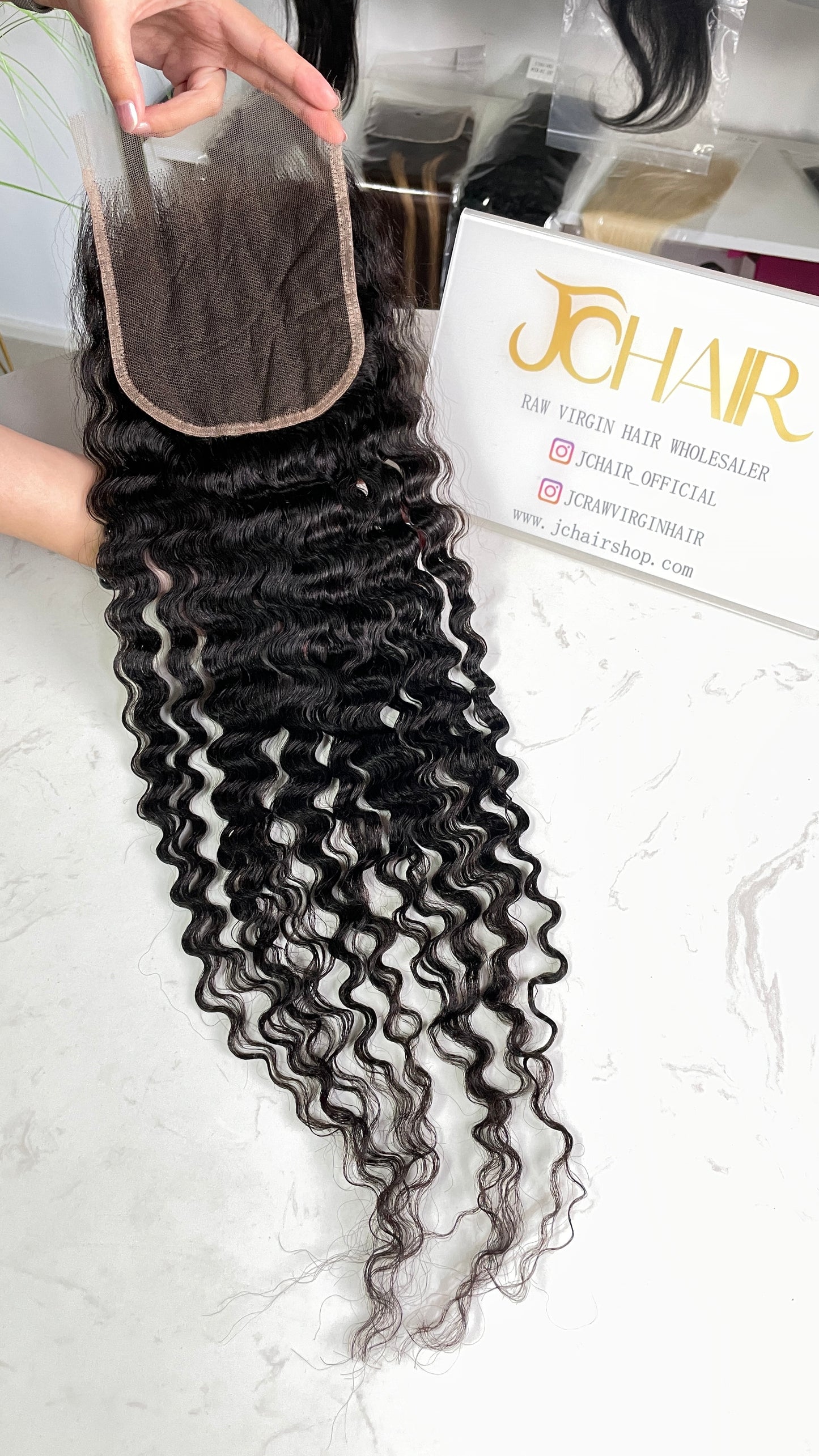 Top Virgin Burmese Curly HD Lace Closure #1B