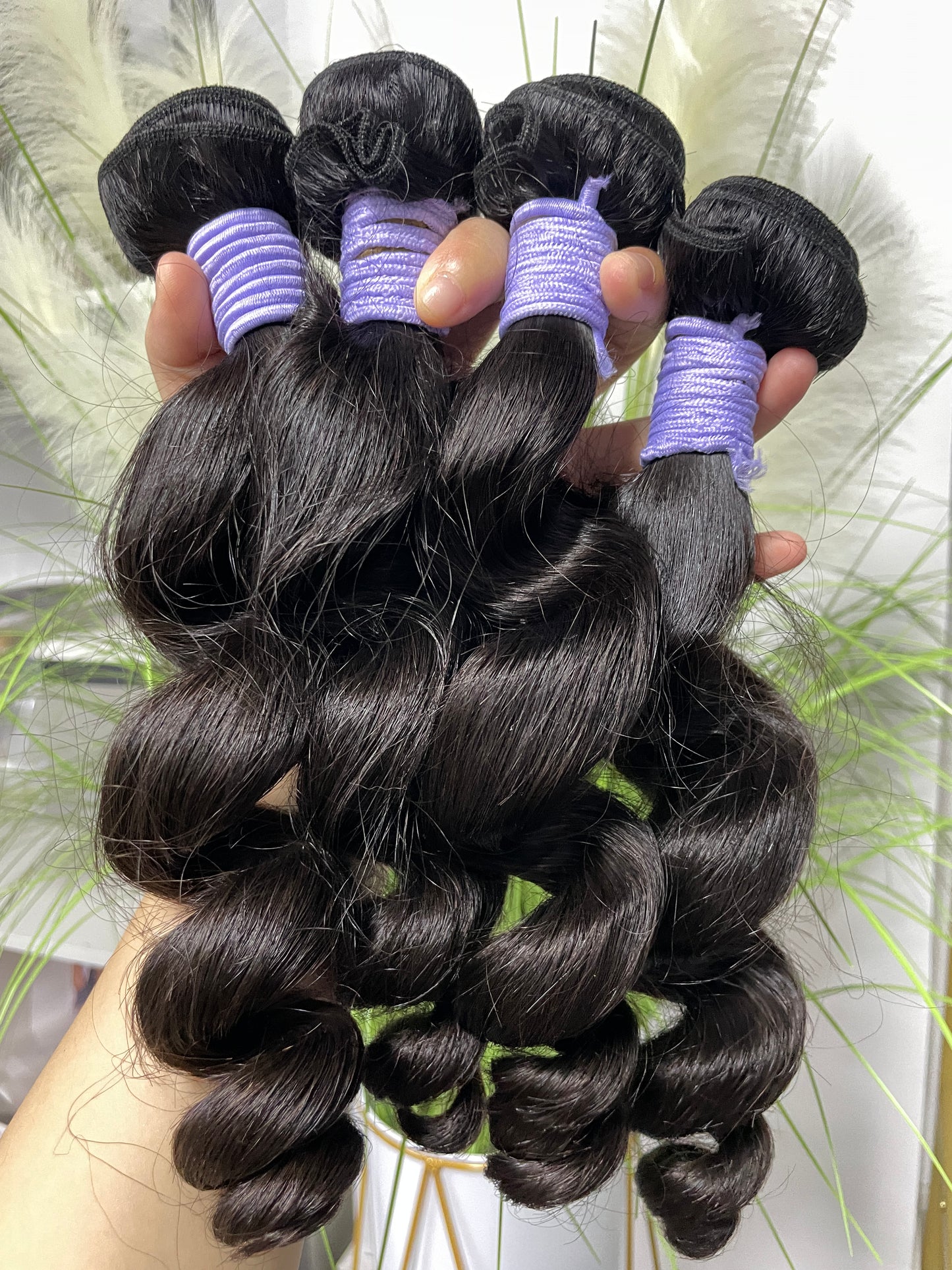 top raw cambodian hair bundle  #1B loose wave