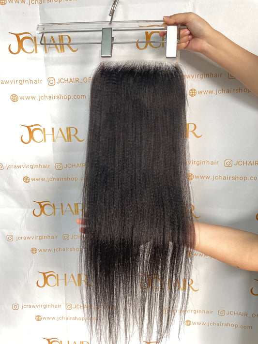 Top Virgin Yaki Straight HD / Transparent Lace Closure #1B