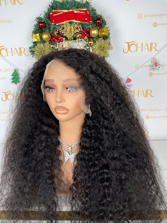 Top Burmese Virgin Hair 13x4 13x6 HD Full Frontal Wig - Burmese curly #1B