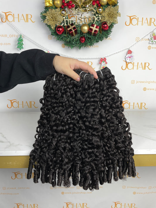 Top Burmese Virgin Hair Spanish Spiral Curly Bundle #1B