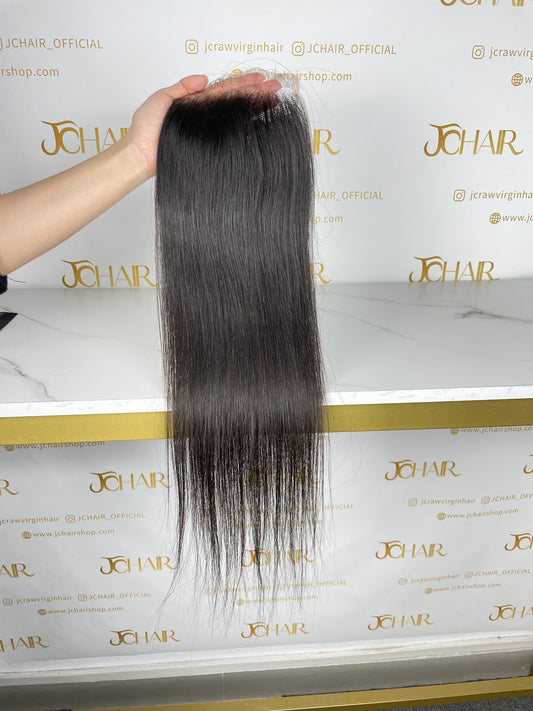 Raw hair Straight HD / Transparent Lace Closure #1B