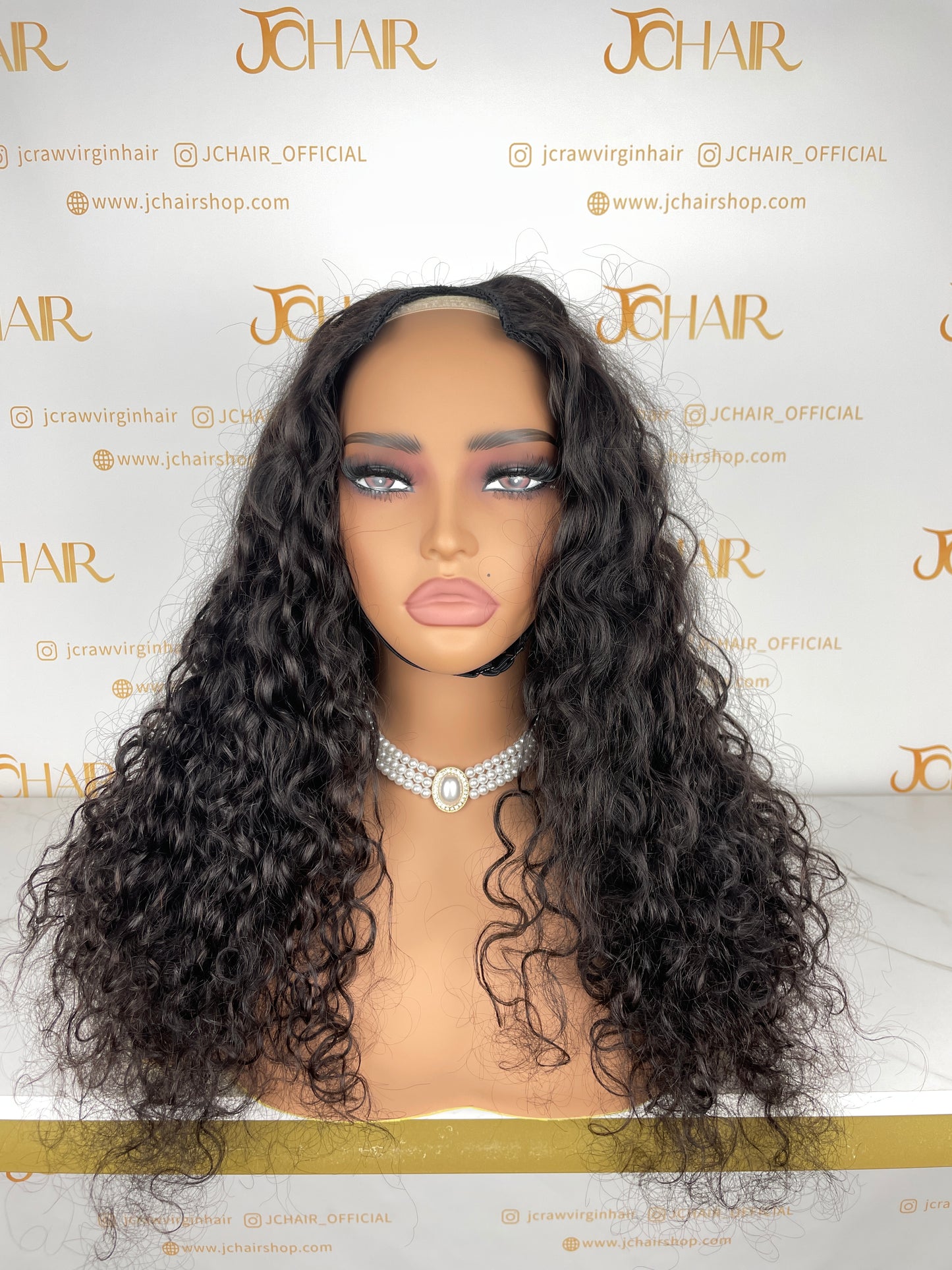 Top Virgin V-part Wig 180% 210%Density - Italian Curly #1B