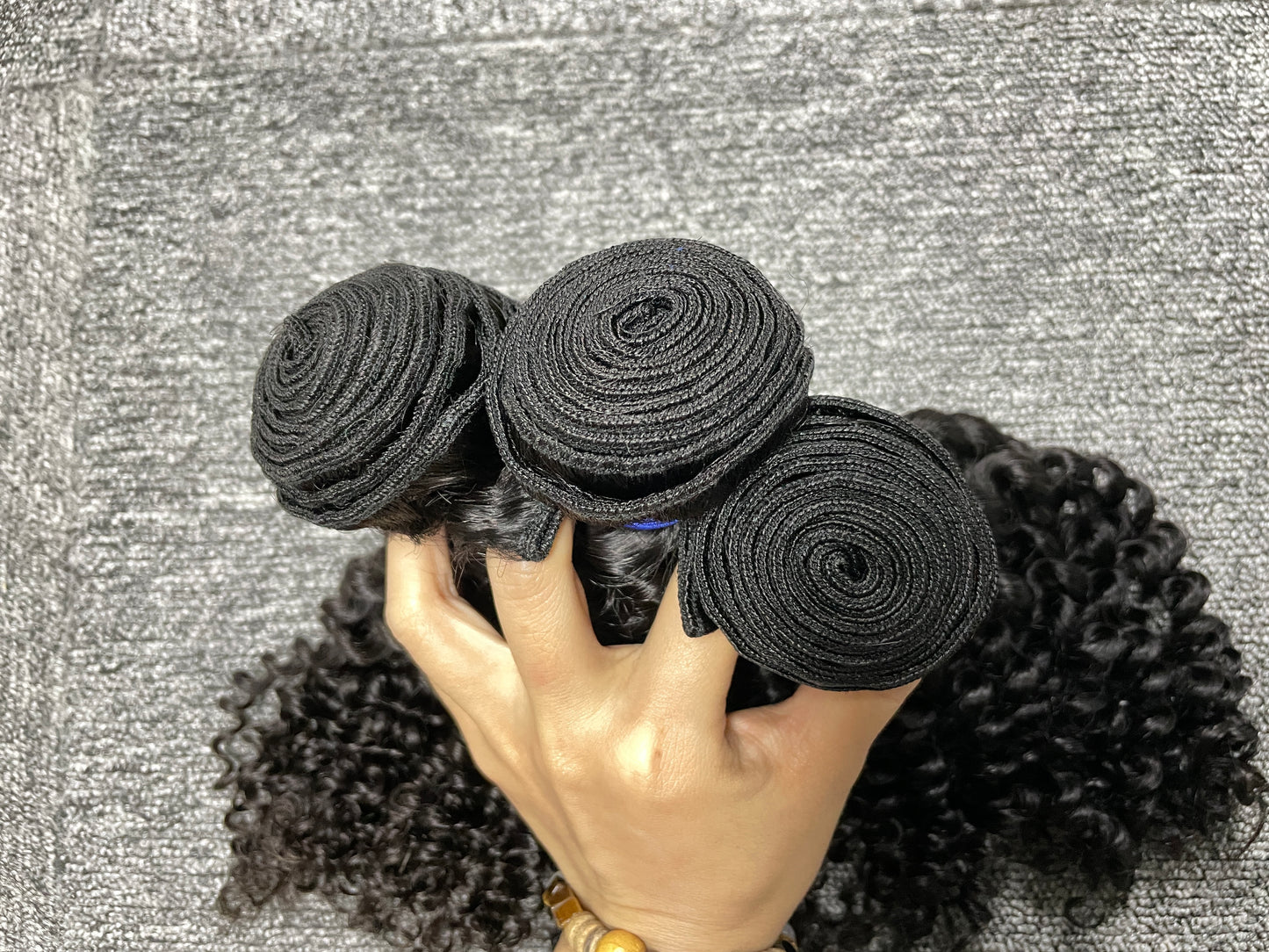 top raw cambodian hair bundle  #1B kinky curly