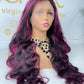 Purple/#4/27 Body Wave Brazilian Hair 13X4 Transparent Lace Wig 180%